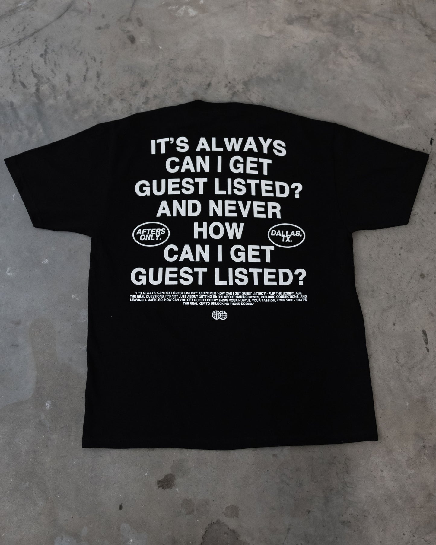 afters only Guest List T-shirt